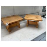 2 small wooden stools