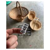Wicker baskets and wire shelf