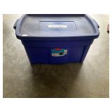 Blue plastic tote