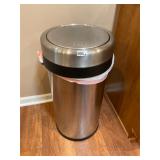 Stainless flip-top trash can