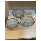 3 stainless strainers