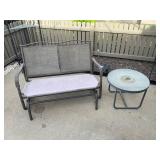Love seat glider and table