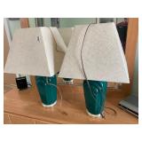 2- green table lamps