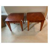 2- oak square end tables