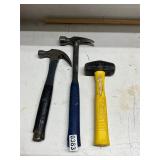 3 hammers. Sledge and 2 claw hammers
