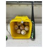 Easton ball, bat and baseballs