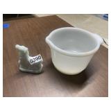 Milk, glass bowl and horse