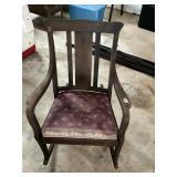 Vintage wooden rocking chair- see top of back