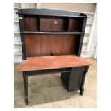 Black and brown computer desk