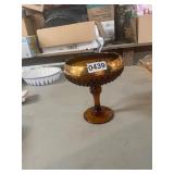 Amber Indiana glass diamond pt pedestal candy dish