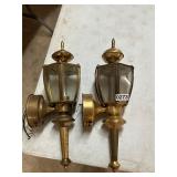 2 brass and glass lights