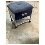Metal and padded rolling storage stool
