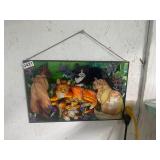 Hand painted Tiffany style cats picture