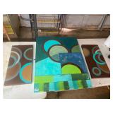 Blue/green/brown three pieces of wall quarter