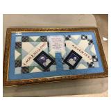 Framed vintage quilt piece