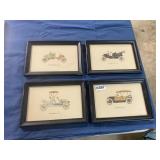 Four small old car pictures