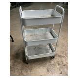 White 3 tier metal rolling cart