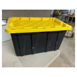 Black and yellow 27 gallon tote