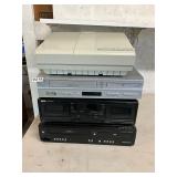 VHS/DVD players, printer, and dual tape deck