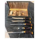 Flint antler handed knife set