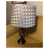 Black lamp with gray blue shade