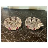 2- Crystal and Ruby ash trays