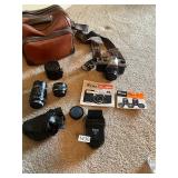 Pentax K1000 camera, lenses, bag- all