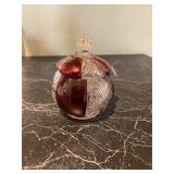 Crystal and Ruby Dish with lid tiny chip