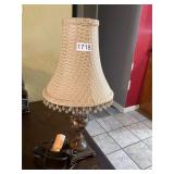 Small table lamp with beaded shade