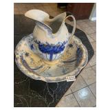 Beautiful blue and white pitcher and basin