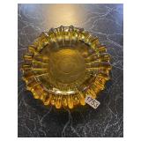 Amber/yellow  glass dish or ash tray