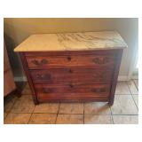 Antique 3 drawer cabinet with marble top