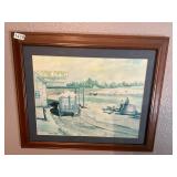 Framed cotton wagon and men