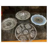 4 crystal glass platters