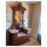 Antique Mable and Walnut wood Vanity