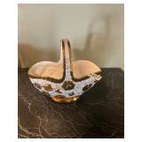 White and gold leaf basket