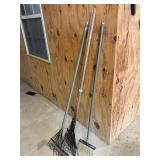 Rakes and broom