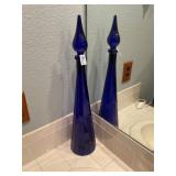 Tall blue glass vase