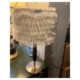 White laced shaded lamp