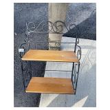 Small wood and metal rack shelf