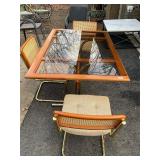 Glass table, 3 chairs - 35 x 53