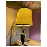 Vintage brass hanging lamp with shade