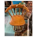 Wooden, and leather swivel barstool