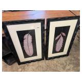 2 framed leaf pictures