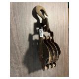 Vintage metal hook and pulley