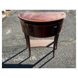 Mahogany Half moon table with drawer