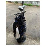 Titleist, callaway, adams golf clubs and bag