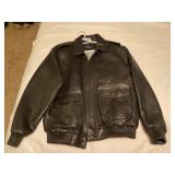 Large black leather jacket