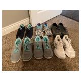 6 pair ladies tennis shoes- size 8