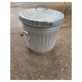 Small galvanized trash can